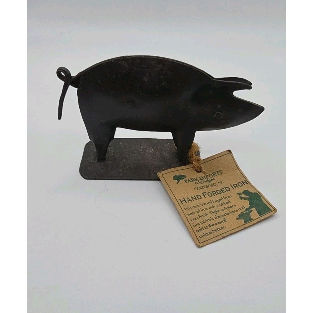 Hand Forged Metal Folk Art Pig Figurine NWT